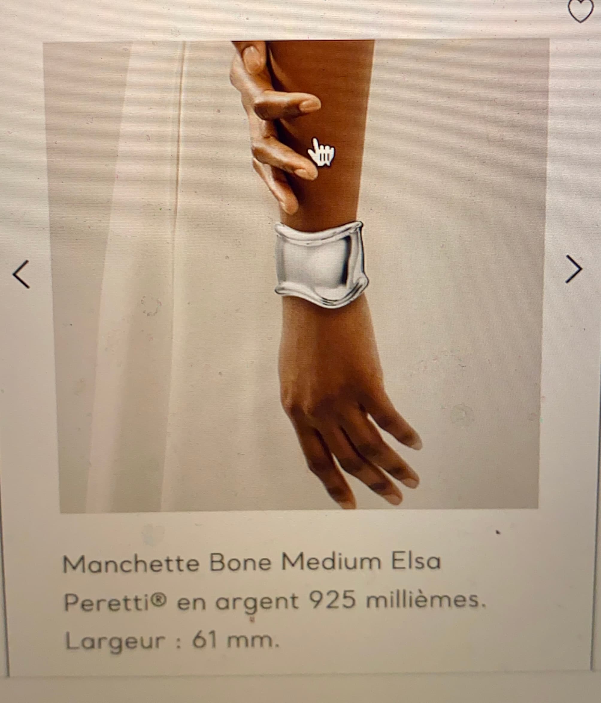Manchette Bone Medium Elsa Peretti pour Tiffany & Co. en argent 925, avant dorure